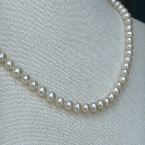 Orfevrerie Wiskemann vintage 925 ivory white freshwater pearl necklace - Picture 3 of 6